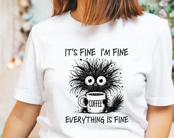 Funny Cat Coffee T-Shirt, Sarcastic Black Cat Tee