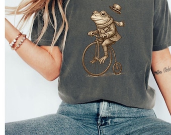 Retro Frog Biker Comfort Colors Shirt, Funny Animal Tee