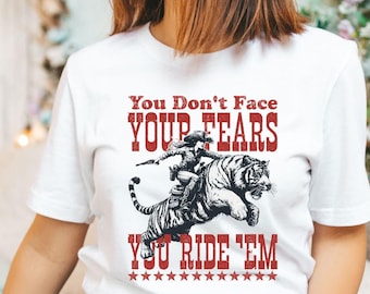 Retro Cowgirl Tiger Graphic Tee, Inspirational Western Shirt