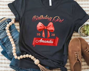 Pink Bow Birthday Girl Shirt, Y2K Party Outfit