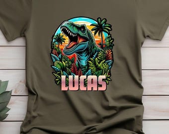 Personalized Dinosaur Birthday Shirt, Funny T-Rex Tee