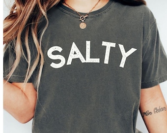 Vintage Salty Shirt Salty T-Shirt Retro Summer T Shirt Graphic Tees For Women Summer Tee Trendy Oversized Beach Shirt Vacation Tshirt Ocean