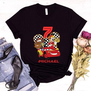 Lightning McQueen Birthday Shirt,Disney Cars Birthday T-shirt, McQueen Birthday Boy Tee, Lightning Birthday Family Gift image 3