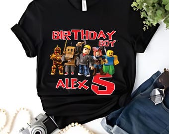 Custom Roblox Birthday Boy Shirt, Family Matching Tees