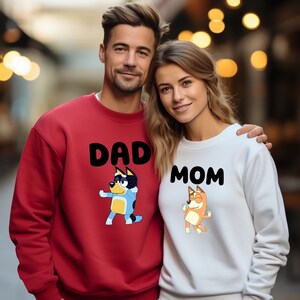 Blue Mom Dad Shirt Matching Family Shirt Bluey Shirt Custom Name Shirt Grandma Grandpa Shirt Birthday Shirt Cartoon Tee Personalized Shirt