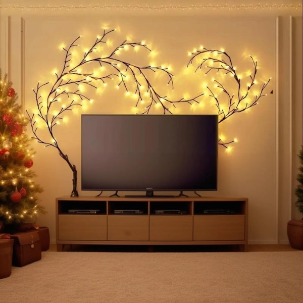 White Birch LED Branch Lights – Bendable Vine for Wall Decor, Weddings, Home (USB Powered)