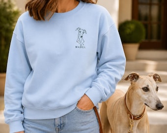 Custom Embroidered Pet Sweatshirt, Personalized Dog or Cat Portrait, Pet Photo Crewneck Gift