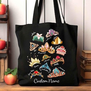 Disney Princess Tote Bag, Custom Name Disneyland Princess Shoulder Bag , Disney Girl Trip Tote Bag, Disney Group Tote, Disney Tote Bag