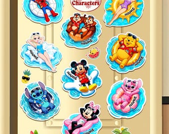 Personalized All Characters Disney Cruise Swimming Floats Magnet, Mickey & Friends Stitch Pooh Toy Story Disney Princess,Stateroom Door 2026