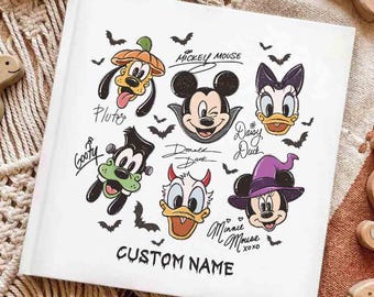 Personalized Hardcover Photo Book Disney Autograph Book Mickey and Friends Halloween Signature Book, Memory Book Halloween Magic Autograph