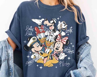 Retro Mickey and Friends Signatures Disney Cruise Squad Shirt, Mickey and Friends Cruise Tee, Disney Cruise Trip Shirt, Disney Vacation Tee