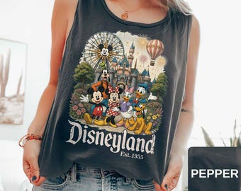Comfort Colors Vintage Disneyland California Tank Top, Mickey and Friends Tank Top, Disney Trip Family Tank Top, Disneyland Summer Tank Top