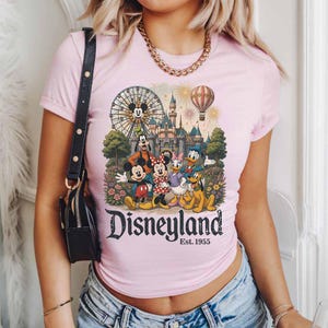 Vintage Disneyland California Baby Tee Crop Top, Mickey and Friends Baby Tee, Disney Trip Family Baby Tee, Disneyland Family Vacation Shirt image 2