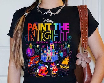 Baby Tee Disney Paint the Night Electrical Parade Shirt, Disneyland 70th Anniversary Celebration 1955-2025 Baby Tee Crop Top, Disney Trip
