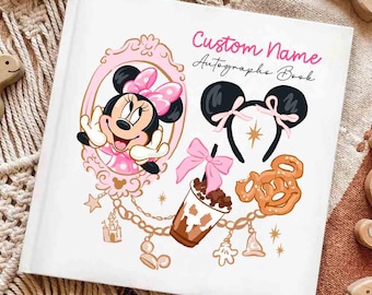 Personalized Disney Minnie Coquette Autograph Book, Disney Autograph Book, Disney Trip 2026, Disneyworld Disneyland Memory Book