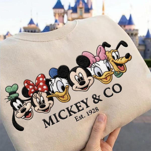 EMBROIDERED Mickey And Friends T-shirt Sweatshirt Hoodie, WDW Disneyland Embroidery shirt, Mickey Minnie Embroidery shirt