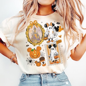 Mickey and Minnie Halloween Shirts, Disney Halloween Collage Unisex Tshirt, Cute Spooky Season Shirts, Disneyland Halloween Tee
