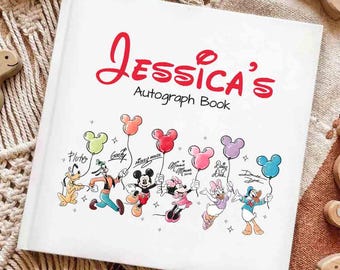 Personalized Mickey and Friends Disney Autograph Book, Disney Autograph Book, Disneyworld Disneyland Memory Book, Signature Memory Book