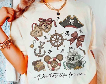 Comfort Colors Coquette Bow Disney Pirates Shirt, O Ho Yo Ho A Pirate's Life for Me,Pirates of the Caribbean,Disney Family Cruise Trip Shirt
