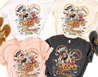 Custom Family Names Retro Mickey & Friends  Halloween Shirt, Mickey's Not So Scary Halloween 2026 Party Tee, Disney Halloween Party 2025