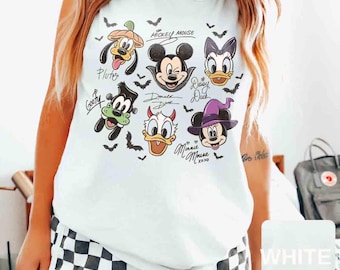 Comfort Colors Retro Mickey and Friends Signatures Halloween Tank top, Trick Or Treat Tank Top, Disney Halloween Tank Top, Disney Mouse Tank