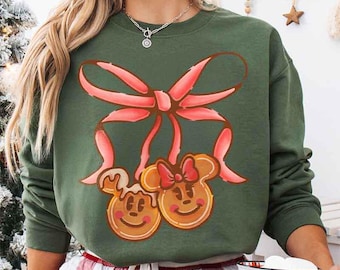Disney Coquette Mickey and Minnie Gingerbread Shirt, Disney Snacks Shirt, Disneyland Christmas Shirt, Christmas Party Shirt, Disney Xmas Tee