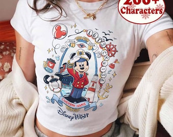 Personalized Disney Cruise Line 2026 Baby Tee Crop top, Mickey & Friends Family Cruise Trip Group Baby Tee, Let's Cruise, Disney Wish Dream