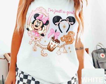 Comfort Colors Minnie Coquette Disney Tank Top, I'm Just A Girl Minnie Coquette Tank Top, Disney Girl Trip Tank Top, Disney Besties Tank Top