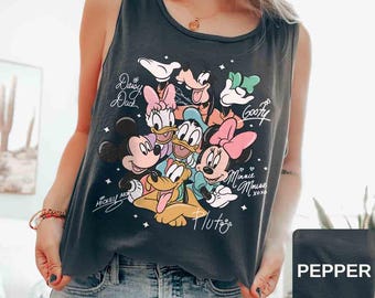 Comfort Colors Retro Mickey and Friends Signatures Tank top, Magical Tank Top, Disney Characters , Disney Mouse Head, Mickey & Co Gift