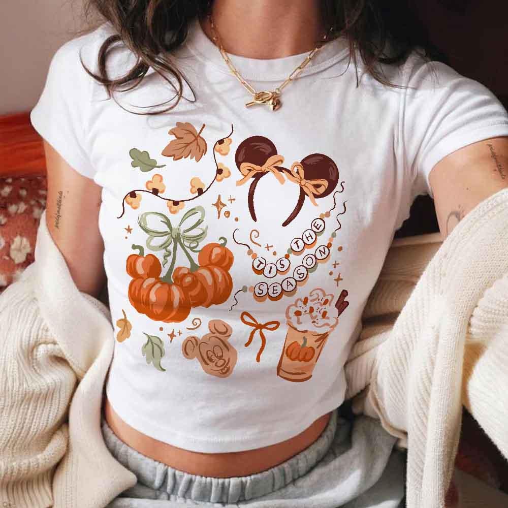 Disney Fall Vibes Baby Tee Crop Top, Disneyworld Fall Baby Tee
