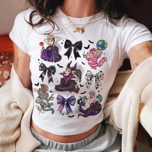 Disney Villains Coquette Baby Tee Crop Top, Disneyland Villains Baby Tee, Disney Evil Friends 2025 Matching, Bad Witches Disney, Evil Queen