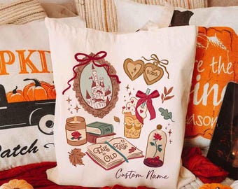 Belle's Book Club Tote Bag, Tale As Old As Time Belle’s Book Cafe Toge Bag, Belle Princess Tote Bag, Disney Princess Tote Bag