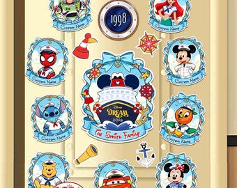 Personalized All Characters Disney Cruise Magnet, Mickey & Friends Stitch Pooh Toy Story Disney Princess Family Cruise Stateroom Door 2026