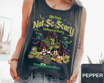 Mickey's Not So Scary Comfort Colors Tank Top, Disney Halloween Tank Top, Walt Disney World Tank Top, Trick Or Treat Tank Top,Women Tank Top