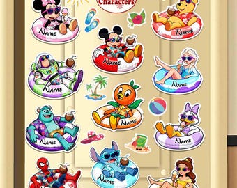 200+ Disney characters Summer Cruise magnet, Swimming floats Mickey & friends, Personalized 1st Cruise Magnet, Disney Family Cruise Magnet