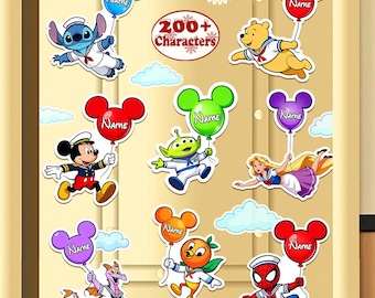 200+ Disney characters Balloon Cruise magnet, Disney Balloon Mickey & friends, Personalized 1st Cruise Magnet, Disney Family Cruise Magnet