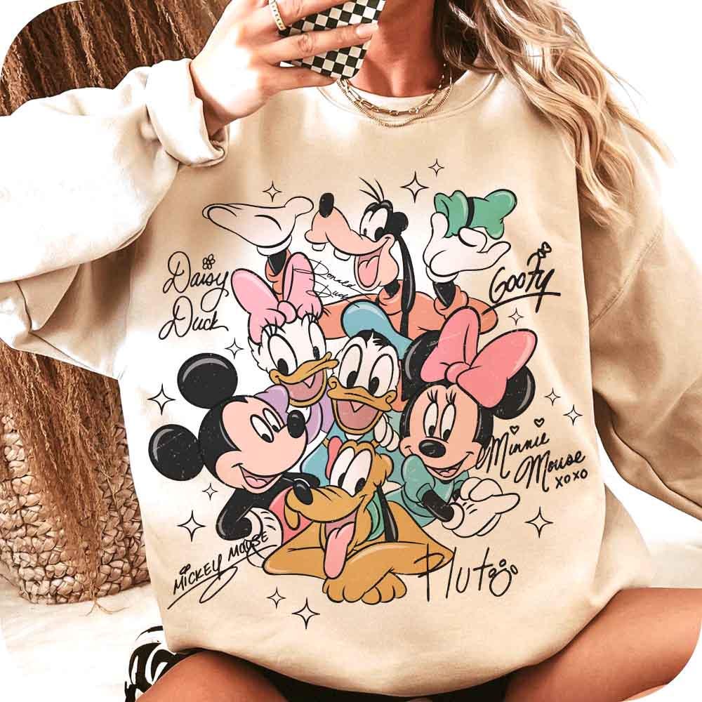 Retro Mickey and Friends Signatures Shirt, Magical Shirt, Disney Characters Tee, Disney Mouse Head Tee, Mickey & Co Gift, Disney Family Tee