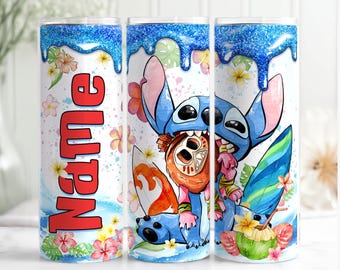 Personalized Disney Stitch 2026 20oz Skinny Tumbler, Custom Name Lilo & Stitch Tumbler, Ohana Means Family, Birthday Boy/ Girl Gift Cup