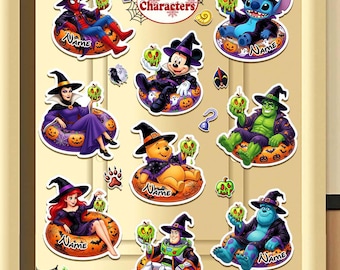 Personalized All Disney Characters Halloween on the High Seas Disney Cruise Magnet, Pumpkin Floats Mickey Minnie Cruise Ship Stateroom Door