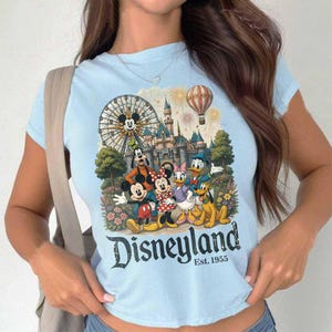 Vintage Disneyland California Baby Tee Crop Top, Mickey and Friends Baby Tee, Disney Trip Family Baby Tee, Disneyland Family Vacation Shirt image 5