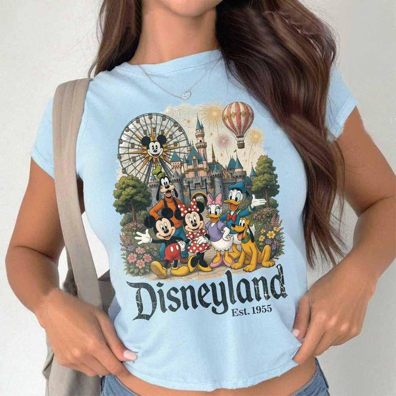 Vintage Disneyland California Baby Tee Crop Top, Mickey and Friends Baby Tee, Disney Trip Family Baby Tee, Disneyland Family Vacation Shirt image 5