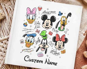 Personalized Hardcover Book Coquette Bow Disney Trip Autograph Book, Mickey and Friends Epcot Castle Kids Book, Disney Girl Trip,Memory Book
