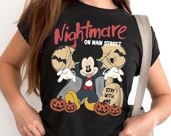 Vintage Baby Tee Mickey Halloween Shirt, Disney Halloween Baby Tee Crop Top, Nightmare On The Main Street Shirt, Halloween Pumpkin
