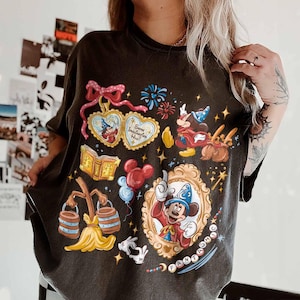 Walt Disney Fantasia Mickey Coquette T-Shirt, Fantasmic Shirt, Disneyland Family Matching, WDW Tee, Mickey Sorcerer, Disney Castle