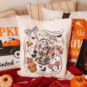 Spooky Mickey&#39;s Not So Scary Halloween Canvas Tote Bag, Disneyland Mickey And Friends Skeleton Eco Tote Bag, Disney Trip Halloween Gift