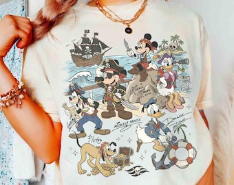 Comfort Colors Mickey and Friends Signatures Pirates Shirt, Disney Pirates Group Shirt, Disney Pirate's Life 2026 Shirt Disney Family Shirt