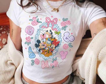 Baby Tee Crop Top Walt Disney World Trip 2026, Baby Tee Disney Group Matching Shirt, WDW Disneyworld Mickey & friends, Disney Girl Trip 2026