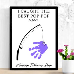 Vatertagsabdruck für Kinder – Druckbares DIY Geschenk für Pop Pop – Vatertags-Angeln Handabdruck – Geschenk von Kindern – Sofort-Download