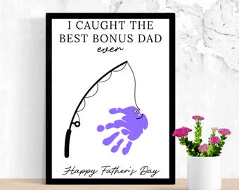 Manualidad con huella de mano para el Día del Padre: Regalo de pesca para el nuevo papá (Descargar PDF)