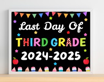 Letrero del último día de tercer grado: Accesorio fotográfico de fin de curso (descarga digital)